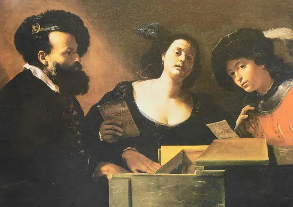 Mattia Preti -   Aristocratici al clavicembalo  in una dimora napoletana del Seicento - Collezione privata                              