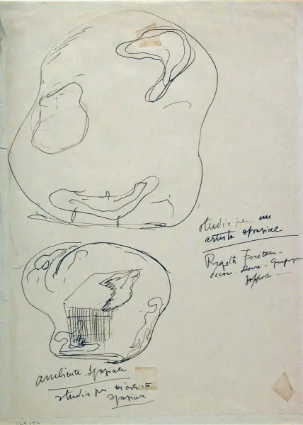 Lucio Fontana, Studio per un artista spaziale- ambiente spaziale, 1949 ca. inchiostro su carta © Lucio Fontana Raccolta del disegno, Galleria civica di Modena