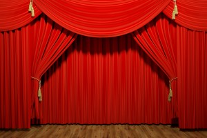 Red stage theater velvet drapes