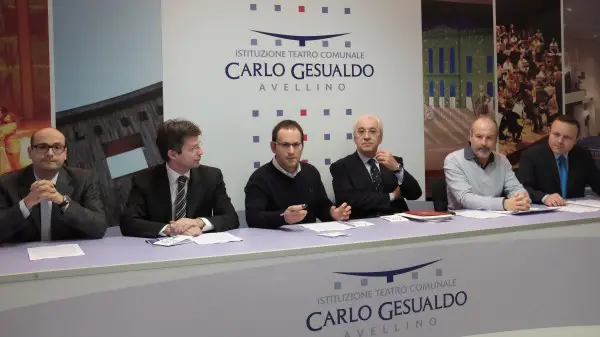 Un momento della conferenza stampa - da sinistra a destra  De Pascale, Capaldo, Cipriano, Foti, Gebbia, Iandoli 