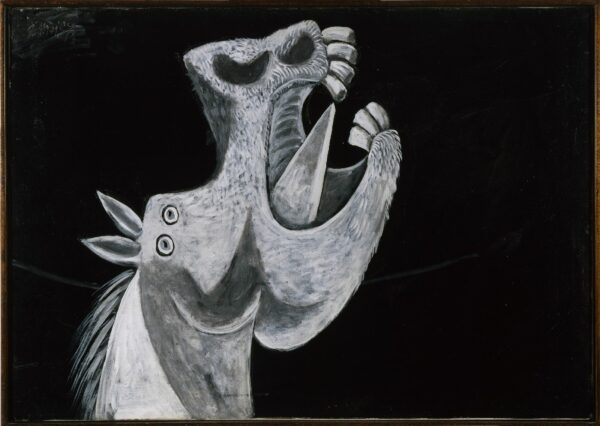 Pablo Picasso (Malaga 1881-Mougins 1973) Testa di cavallo, Schizzo per “Guernica” 2 maggio 1937, olio su tela, cm 65 x 92. Collezione del Museo Nacional Centro de Arte Reina Sofía, Madrid, Legato Picasso, 1981