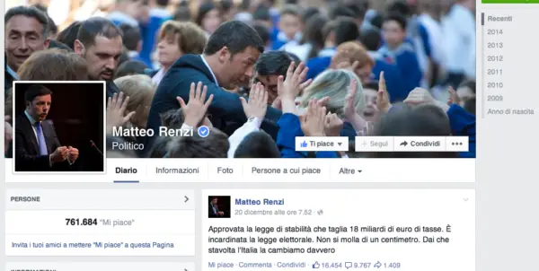 Matteo Renzi su Facebook