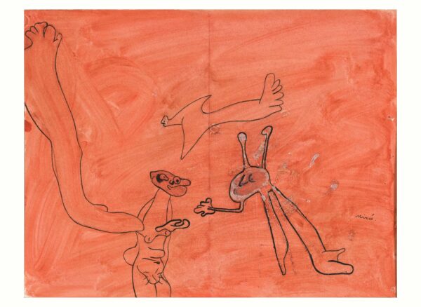 Joan Miró - Personaggi e uccello, 1937 - Inchiostro di china e acquerello su carta, cm 25 x 32 - Collezione privata © Successió Miró by SIAE 2016